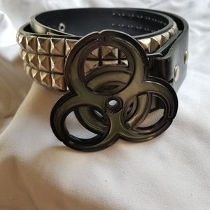 Unisex Silver Leather Studded Belt